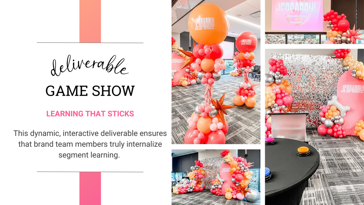 Game Show Deliverable cover with pictures of balloons and games
